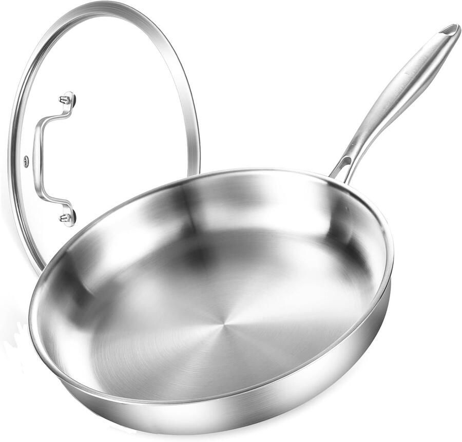 Roestvrijstalen Koekenpan Drielaags Kookgerei Biefstuk Bakken Snelle Gelijkmatige Warmte 22 cm Diameter