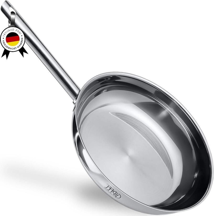 Roestvrijstalen koekenpan Gezond kookgerei Dagelijks koken Drielaags materiaal 30 cm Zilver