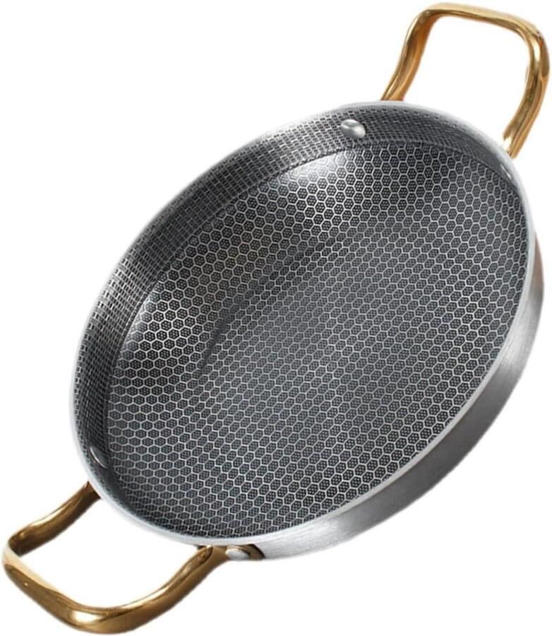 Roestvrijstalen Koekenpan Honingraat Pan Dagelijks Koken Antiaanbaklaag 28 cm Zilverkleurig