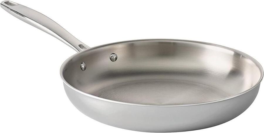 Roestvrijstalen Koekenpan Inductie Dagelijks Koken Tri-Ply Constructie 25 cm Zilverkleurig