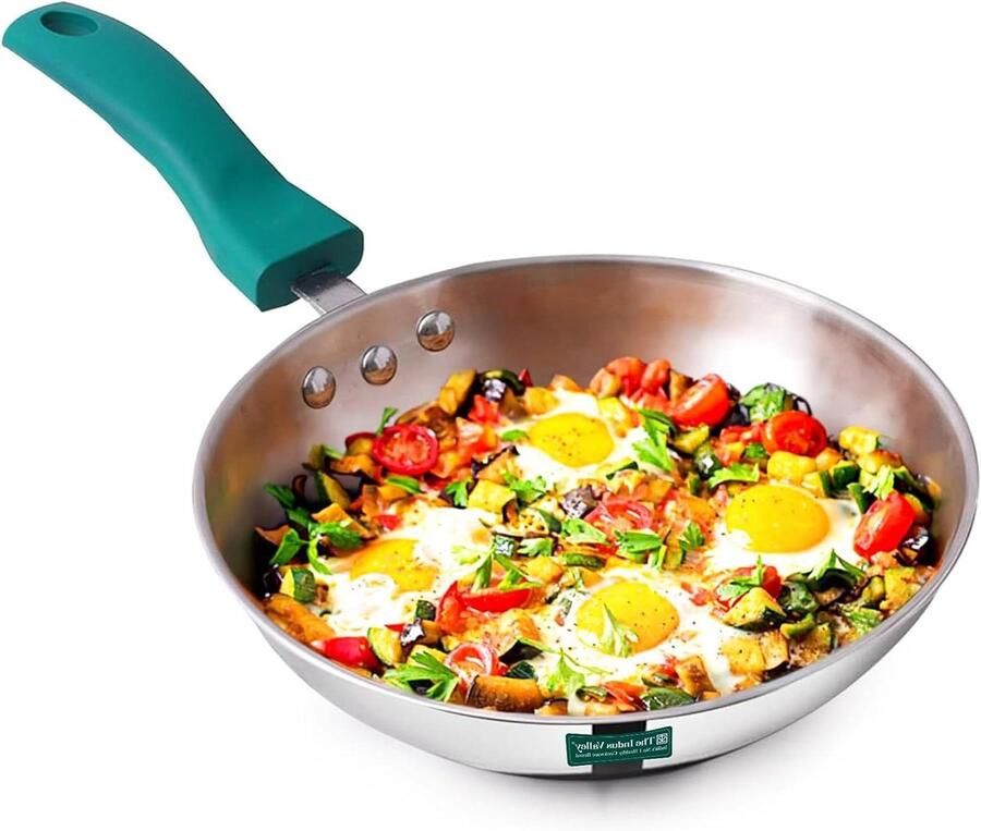 Roestvrijstalen Koekenpan Inductie Gezond Koken 3-Laags Capsulebodem 21 cm Zilver