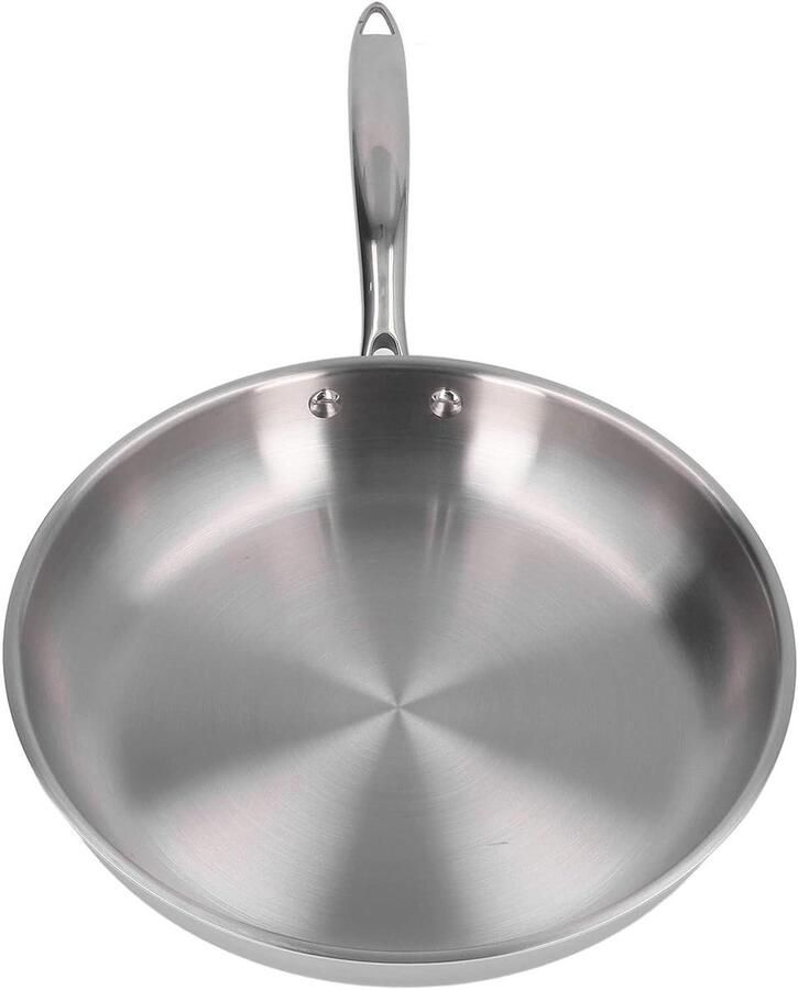 Roestvrijstalen Koekenpan Antiaanbak Omeletten Bakken Snelle Warmteverdeling 28CM Zilver