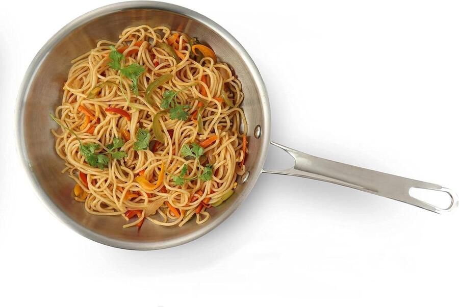 Roestvrijstalen Koekenpan Inductie pan Gezond koken Natuurlijk anti-aanbak 22 cm 15 liter Zilver