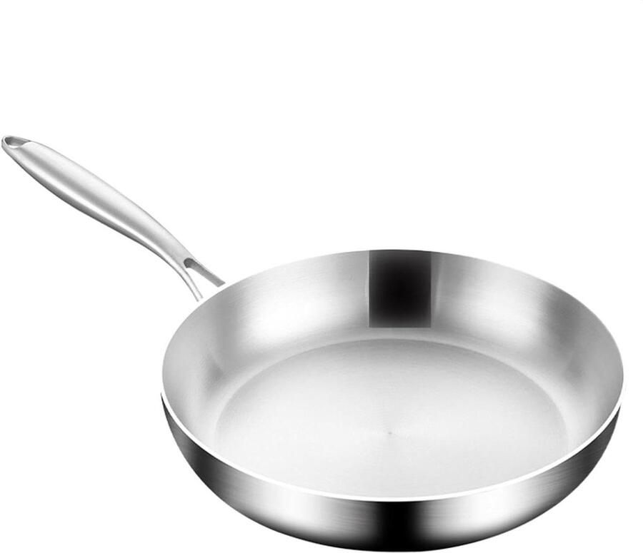 Roestvrijstalen Koekenpan Inox Koken en Bakken Gelijkmatige Warmteverdeling 24 cm Zilver