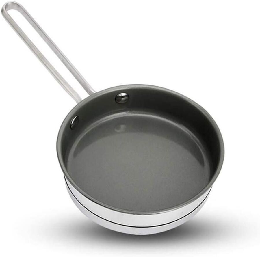 Roestvrijstalen Koekenpan Keramische Pan Dagelijks Koken Unieke Bodem Stabiliteit 14 cm Zilver
