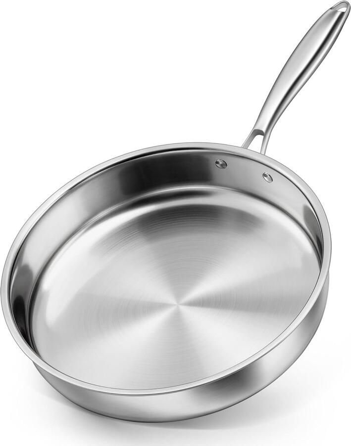 Roestvrijstalen Koekenpan Keukenpan Bakpan Dagelijks Koken Vaatwasserbestendig 30 cm Diameter Zilverkleurig