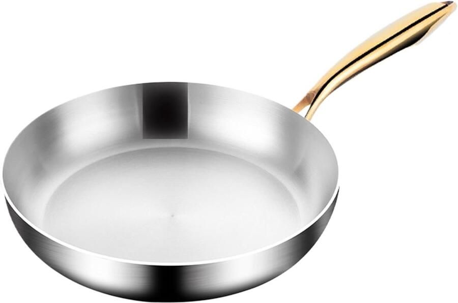 Roestvrijstalen Koekenpan Kleine Koekenpan Kookgerei Veelzijdig Koken Antislip Handgreep 27.8 x 27.1 x 1 cm Zilverkleurig