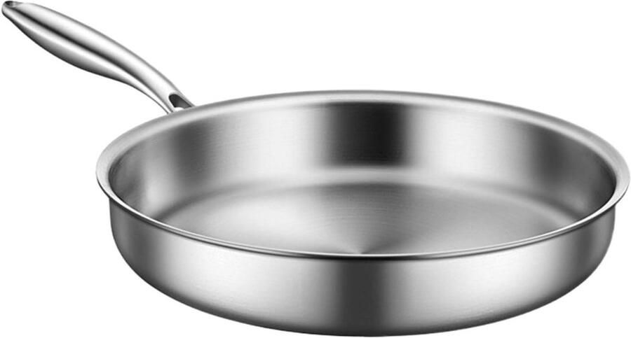 Roestvrijstalen Koekenpan Kleine Wok Pot Veelzijdig Koken Anti-aanbak Handvat 22x22x22 cm Zilverkleurig