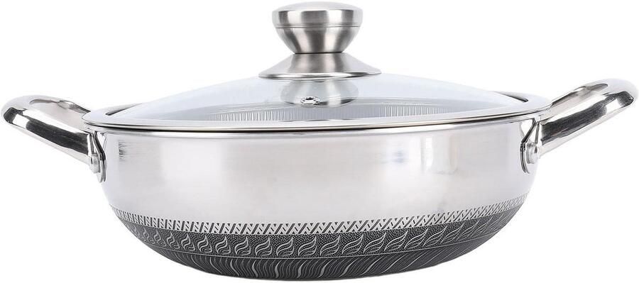 Roestvrijstalen Koekenpan Koekepan Anti-aanbak Dagelijks Koken Gelijkmatige Verwarming 26 cm Zilver