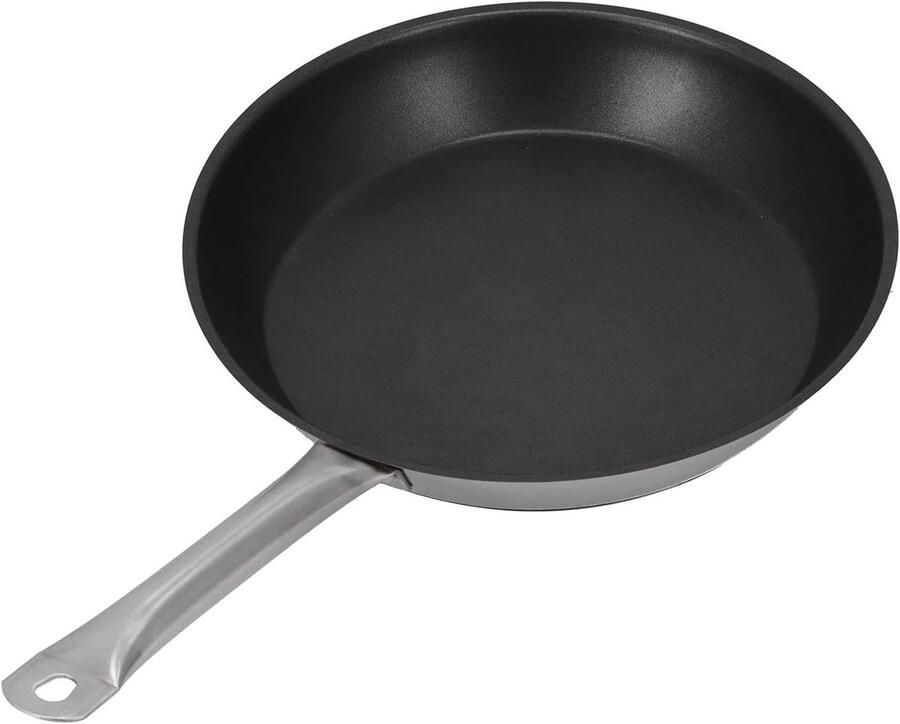 Roestvrijstalen koekenpan Koekepan koekenpan Omeletten pannenkoeken maken Antiaanbaklaag 30 cm diameter Zilverkleurig