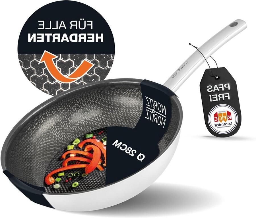 Roestvrijstalen Koekenpan Koekepan Non-stick Koken en Braden Keramische Honingraat Structuur 28 cm Zilver