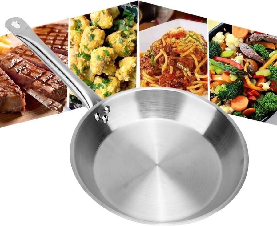 Roestvrijstalen Koekenpan Koekjespan Bakpan Eieren Bakken Gelijkmatige Warmteverdeling 26 cm Binnendiameter Zilver