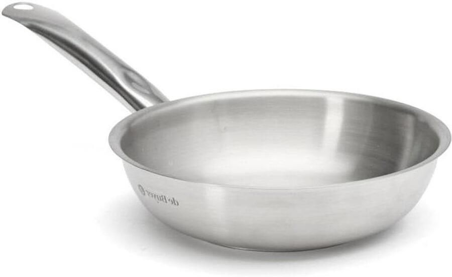 Roestvrijstalen Koekenpan Koken op Inductie Ovenbestendig Ontwerp 20 cm Diameter Zilverkleurig