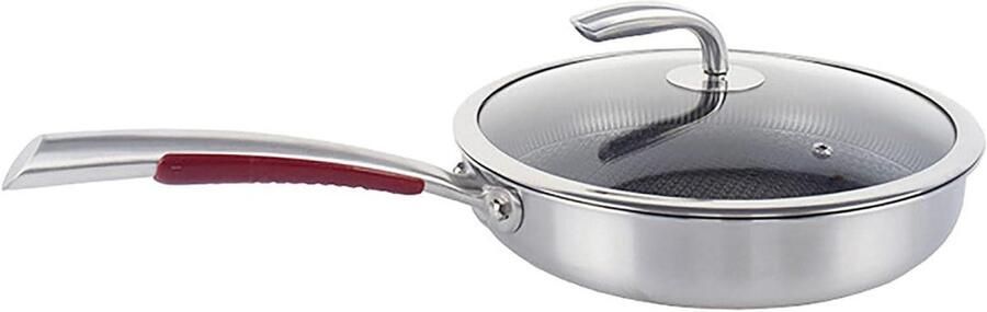 Roestvrijstalen Koekenpan Kookgerei Steakpan Lekker Koken Antiaanbaklaag 26CM Zilverkleurig
