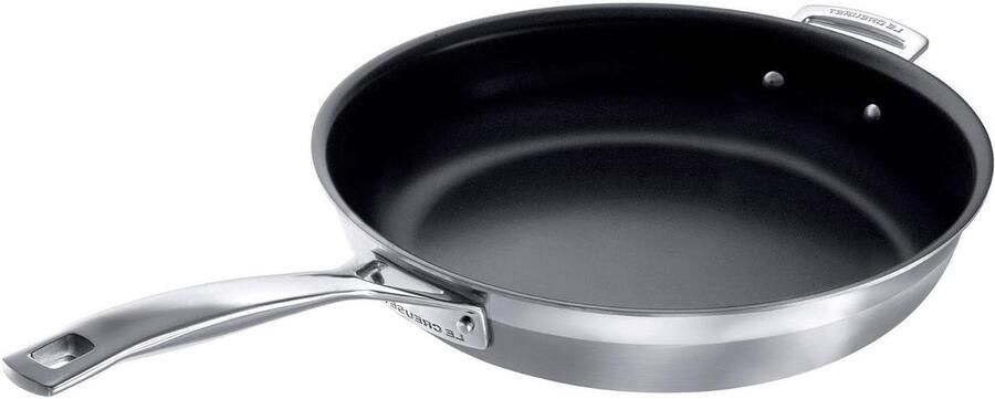 Roestvrijstalen koekenpan met antiaanbaklaag Vetarm koken 3-laags constructie 30 cm Zilverkleurig