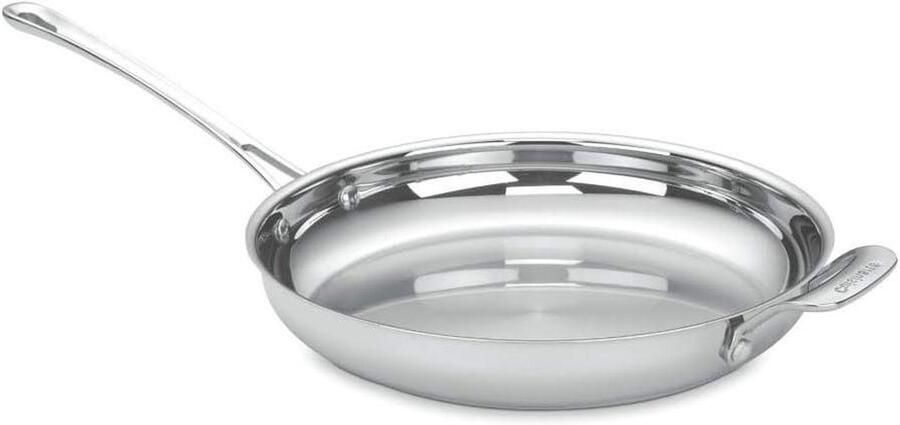Roestvrijstalen Koekenpan met handvat Professioneel Koken Gelijkmatige warmteverdeling 30 cm Zilver
