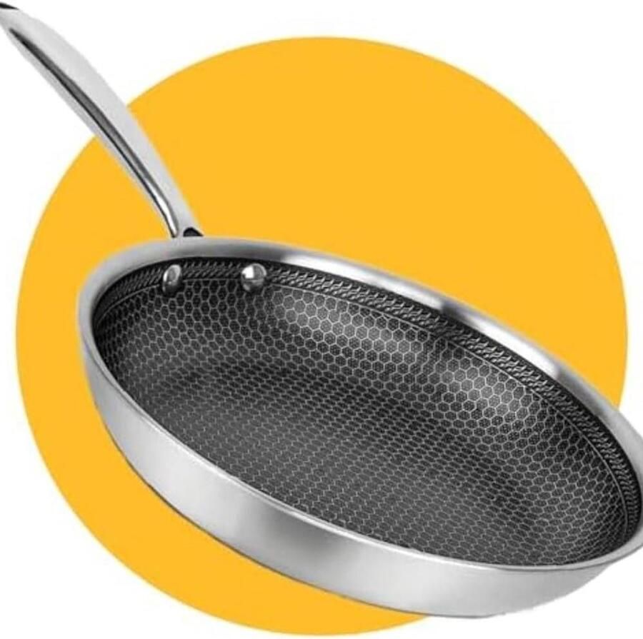 Roestvrijstalen Koekenpan met honingraat Gezond Koken PFAS-vrij 30 cm Zilver