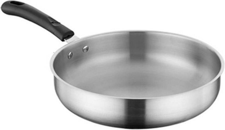 Roestvrijstalen koekenpan met platte bodem Dagelijks koken Dik en duurzaam 28 cm Zilver