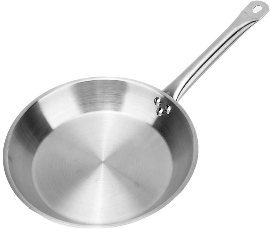 Roestvrijstalen Koekenpan met Steel Koken en Braden Gelijkmatige Warmteverdeling 26 cm Zilver