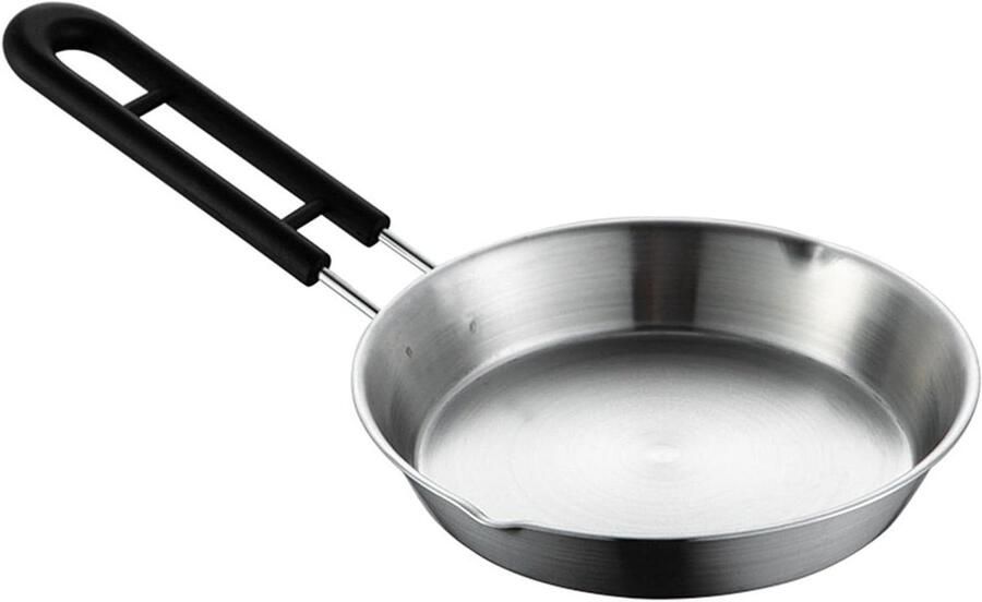 Roestvrijstalen Koekenpan Mini Wok Pan Ontbijt Bakken Veiligheidsverbeterd Handvat 12 cm Zilver