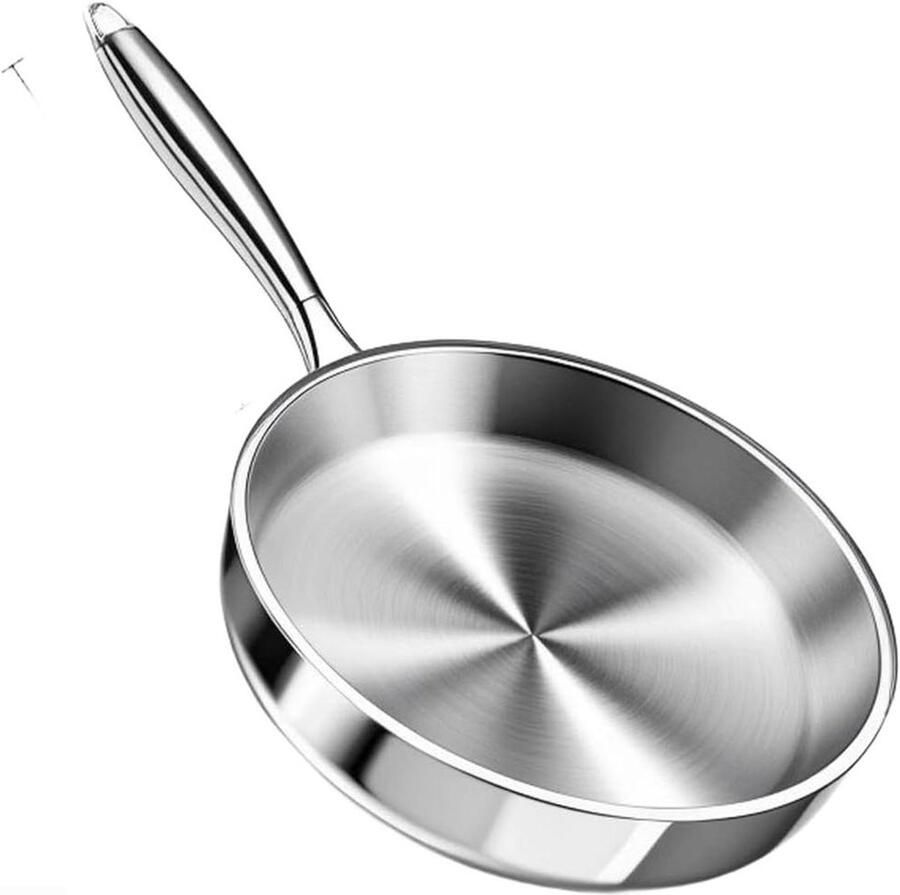 Roestvrijstalen koekenpan Niet-gecoate pan Dagelijks koken Natuurlijke antiaanbaklaag 20 cm Zilver