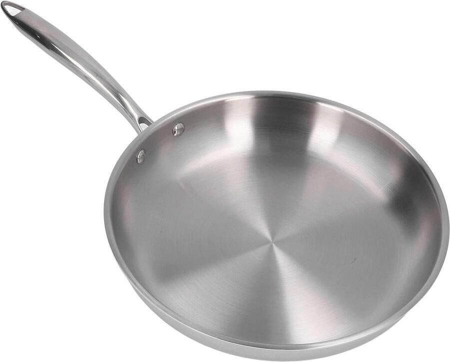 Roestvrijstalen Koekenpan Non Stick Koken en Bakken Triple Gelaagde Basis 11 inch Zilver