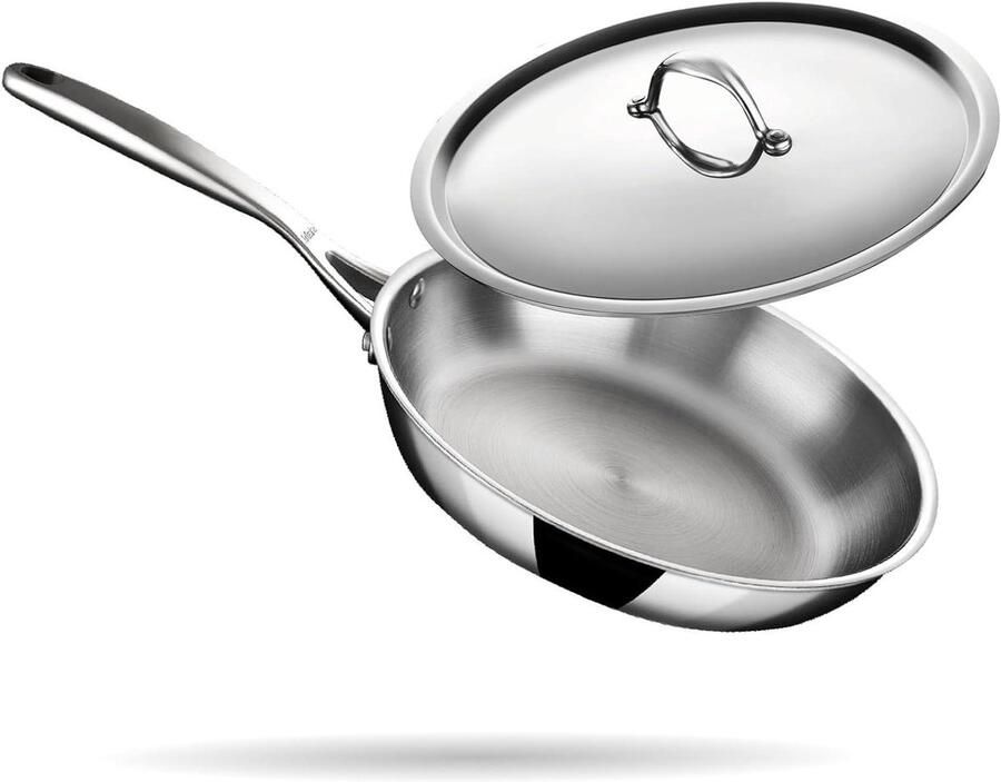 Roestvrijstalen Koekenpan Omeletpan Braadpan Gezond Koken Drievoudig Materiaal 26 cm Staal