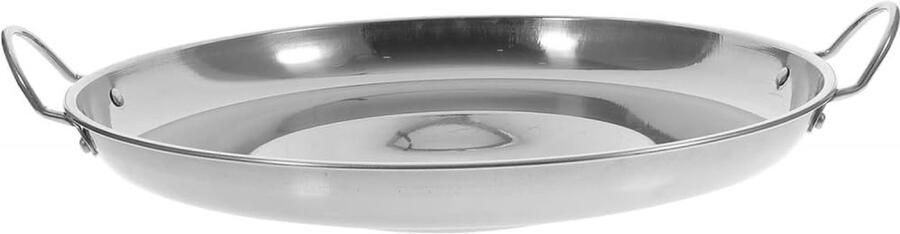 Roestvrijstalen Koekenpan Omeletpan Tortilla Pan Ontbijt Bakken Dubbele Handgrepen 42.5 cm Zilver