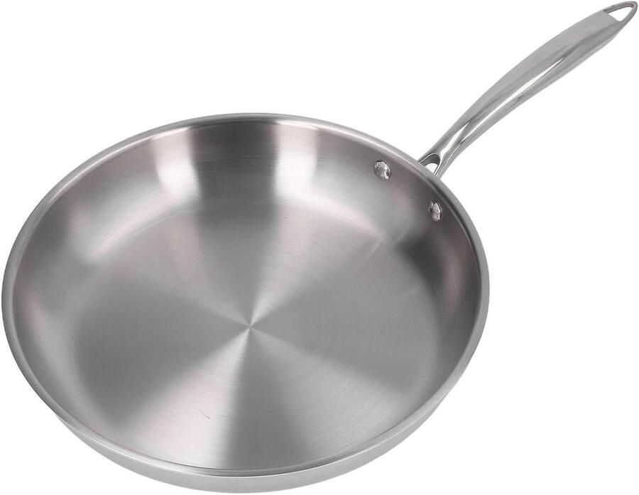 Roestvrijstalen Koekenpan Omeletpan Verdikt Thuis Koken Drielaagse Basis 28 cm Zilver