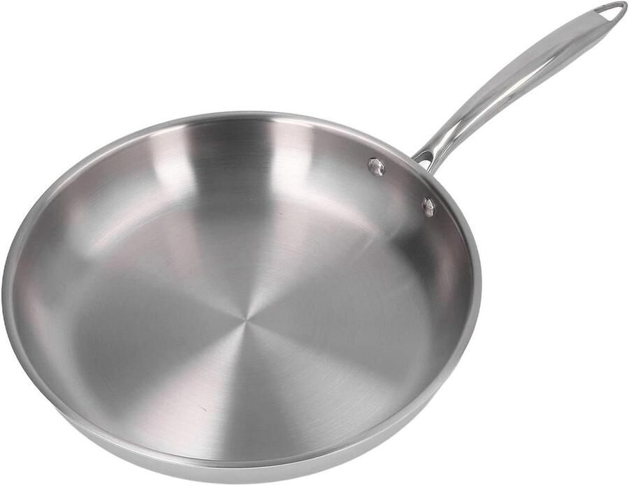 Roestvrijstalen Koekenpan Ongecoat Kookgerei Veelzijdig Koken 3-Laags Bodem 30 cm Zilver