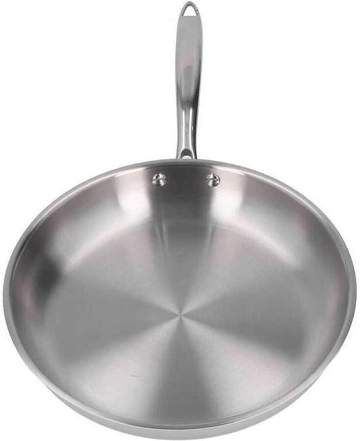 Roestvrijstalen Koekenpan Ongecoate Koekepan Dagelijks Koken Verdikte 3-laags Bodem 28 cm Zilver