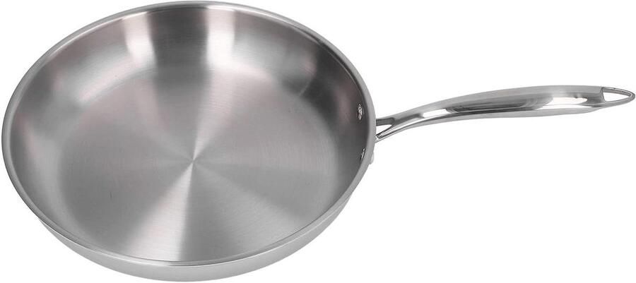 Roestvrijstalen Koekenpan Ongecoate Koekepan Dagelijks Koken Verdikte 3-laags Bodem 28 cm Zilver