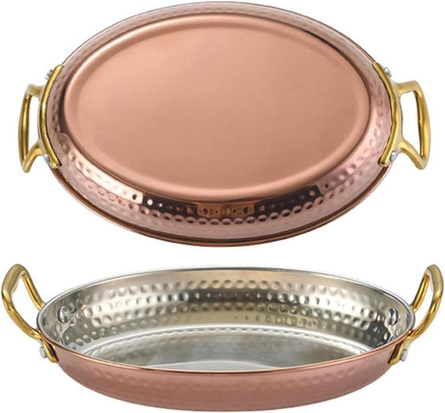 Roestvrijstalen Koekenpan Paella Pan Thuis Koken Dubbele Handgrepen 16cm Zilver