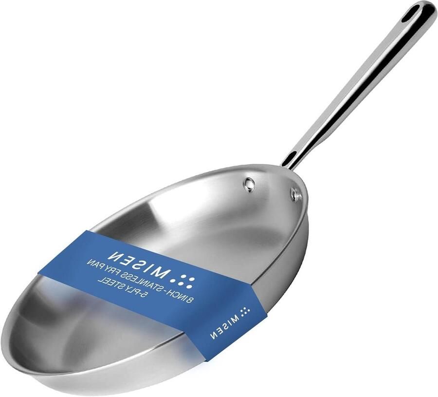 Roestvrijstalen Koekenpan Professionele Kookpan Gelijkmatig Koken Vijflaags Staal 8 Inch Zilver