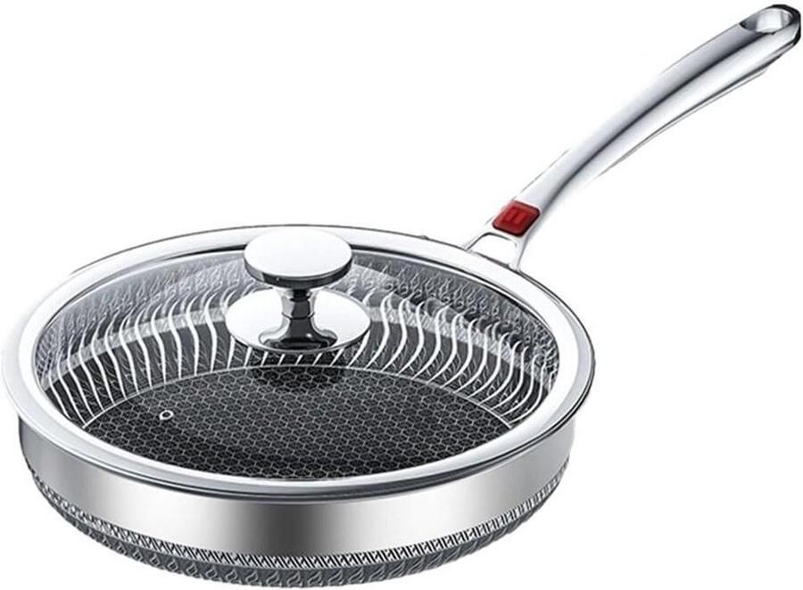 Roestvrijstalen Koekenpan RVS Gezond Koken Anti-aanbak Bodem 26 cm Zilver
