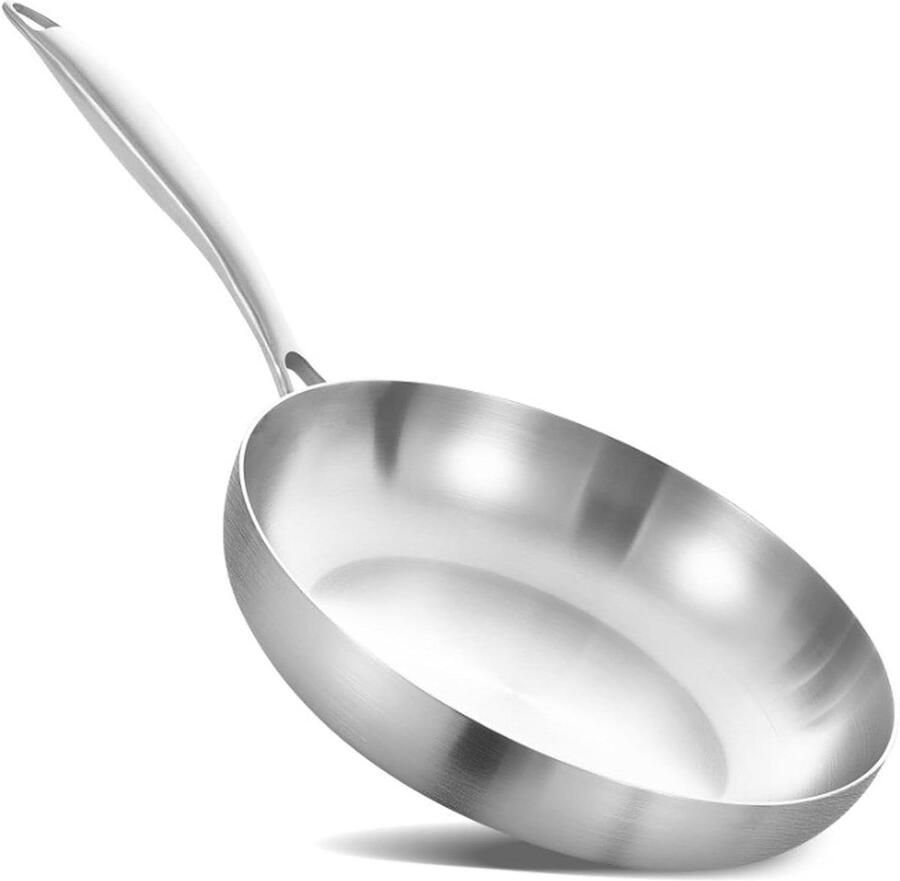 Roestvrijstalen Koekenpan Sauté Snel Bakken Tri-Ply Constructie 30 cm Zilverkleurig