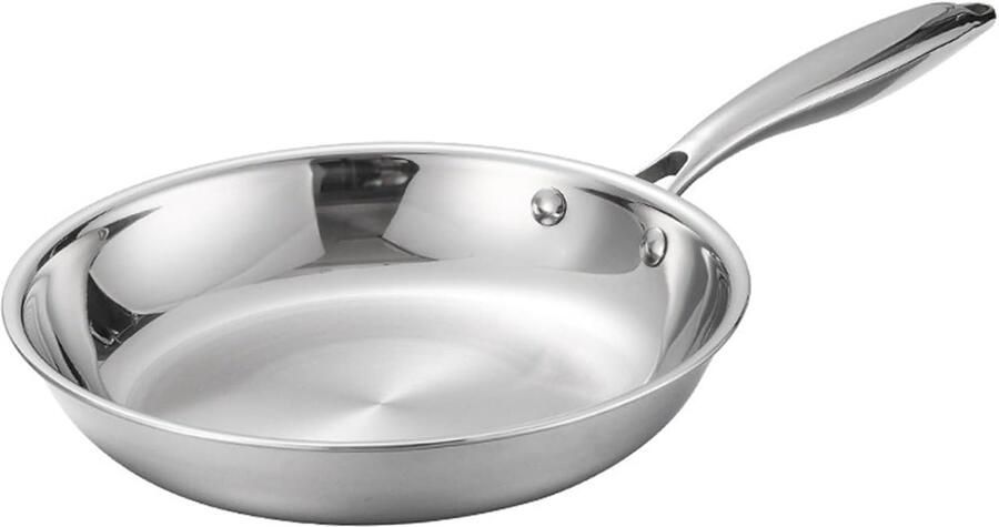 Roestvrijstalen koekenpan steelpan Keuken koken Gelijkmatige warmteverdeling 866 inch Zilver
