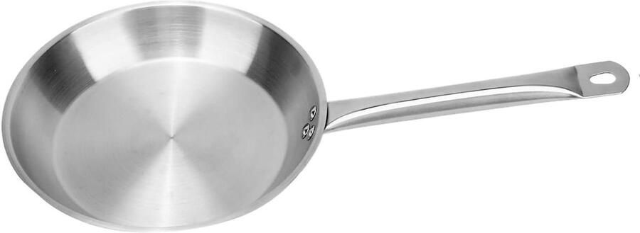 Roestvrijstalen Koekenpan Steelpan Koekenpan Koken en Bakken Gelijkmatige Warmteverdeling 26 cm Zilver