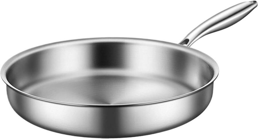 Roestvrijstalen Koekenpan Wok Pan Dagelijks Koken Antiaanbaklaag 22 cm Zilver