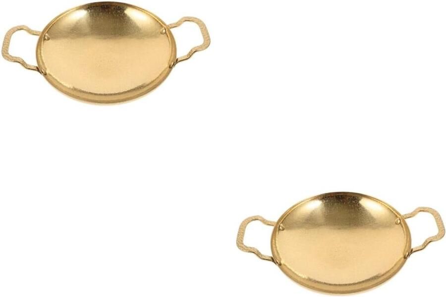 Roestvrijstalen Koekenpan Wok Pan Koken en Bakken Dubbele Handgrepen 32 cm Goud