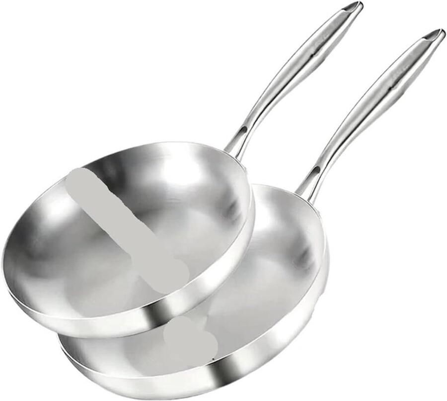 Roestvrijstalen Koekenpan Wok Pan Veelzijdig Koken Gelijkmatige Warmteverdeling 26-30 cm Zilver