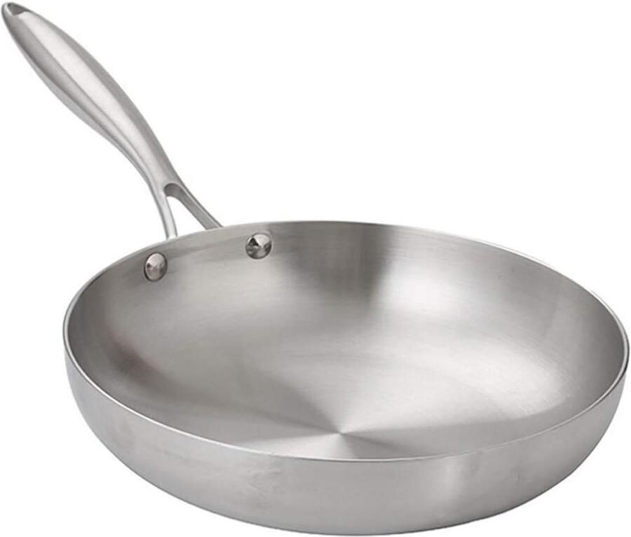 Roestvrijstalen Koekenpan Wokpan Koekenpan Koken en Bakken Antiaanbaklaag 28 cm Zilver
