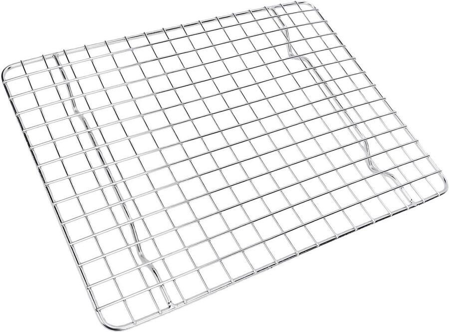 Roestvrijstalen Koelrek Bakrek Ovenrek Bakken en Grillen Verhoogde Voetjes 25x19.5cm Zilver
