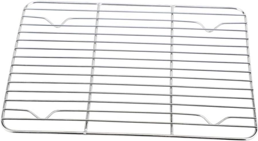 Roestvrijstalen Koelrek Bakrek Stoomrek Bakken en Stomen Antiaanbak Oven Geschikt 23x17CM Zilver