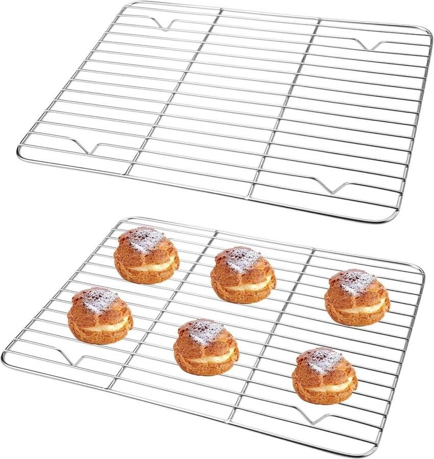 Roestvrijstalen koelrooster set van 2 29 2 x 22 3 x 1 5 cm Rechthoekig koelrooster voor Taarten Bakken en Grillen