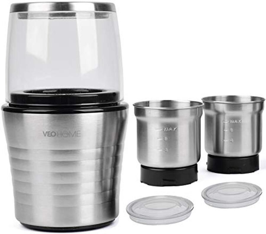 Roestvrijstalen koffiemolen en blender voor koffiebonen en specerijen