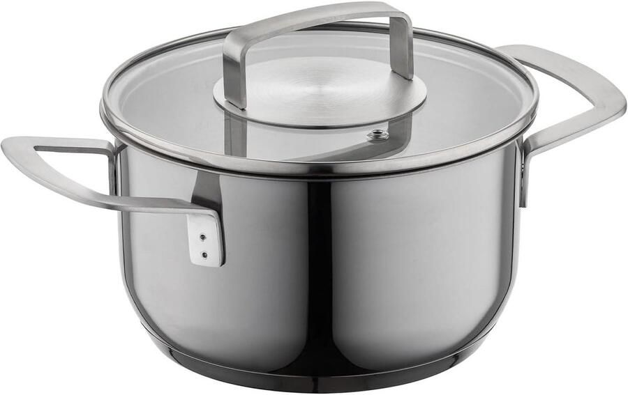 Roestvrijstalen Kookpan Soeppan Steelpan Eten Bereiden Gelijkmatige Warmteverdeling 16 cm Diameter Zilverkleurig