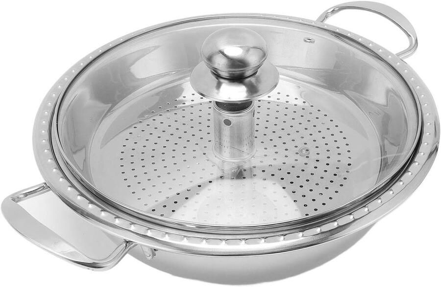Roestvrijstalen Kookpan Steelpan met Mand Thuis Koken Inductie Geschikt Royale Capaciteit Zilver