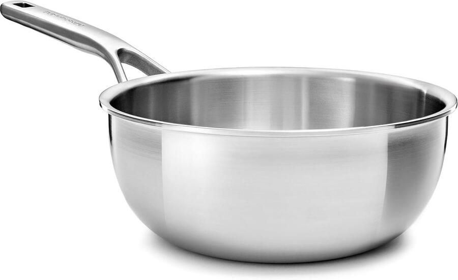 Roestvrijstalen Kookpan Triply Pan Gelijkmatig Koken PFAS-vrij Materiaal 20 cm Zilver
