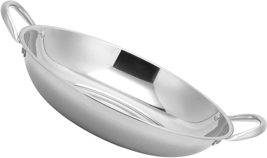 Roestvrijstalen Kookpot Soeppan Wok Zeevruchten Koken Lichtgewicht Stevig Ontwerp 20 cm Breed Zilver